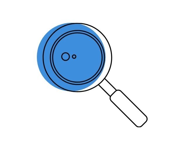 A magnifying glass searching for information